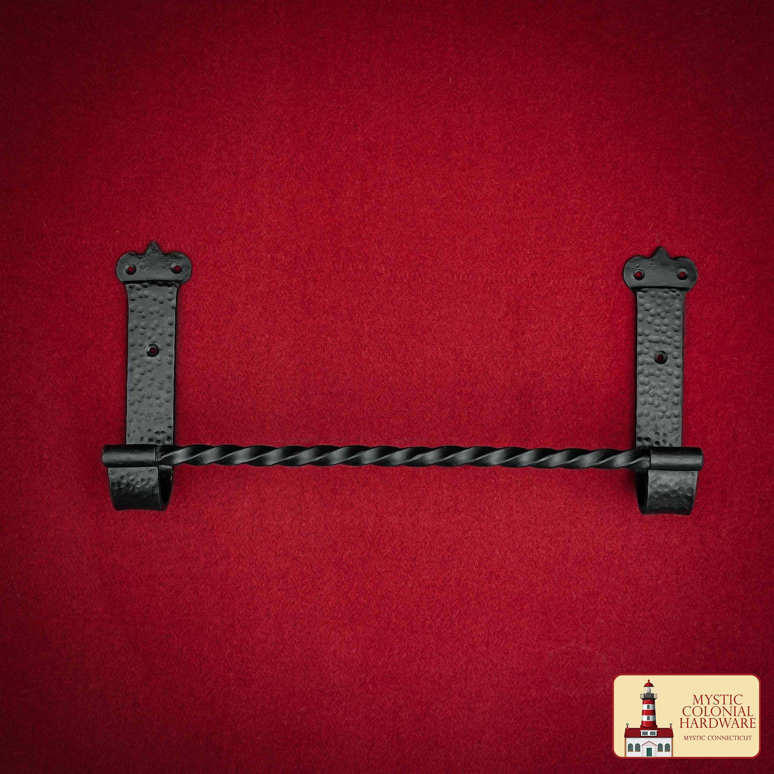 Mystic Colonial Hardware Rustic Twist Iron Bar - Toallero de Baño Negro Forjado a Mano con Soportes de Montaje Martillados - Imagen 1
