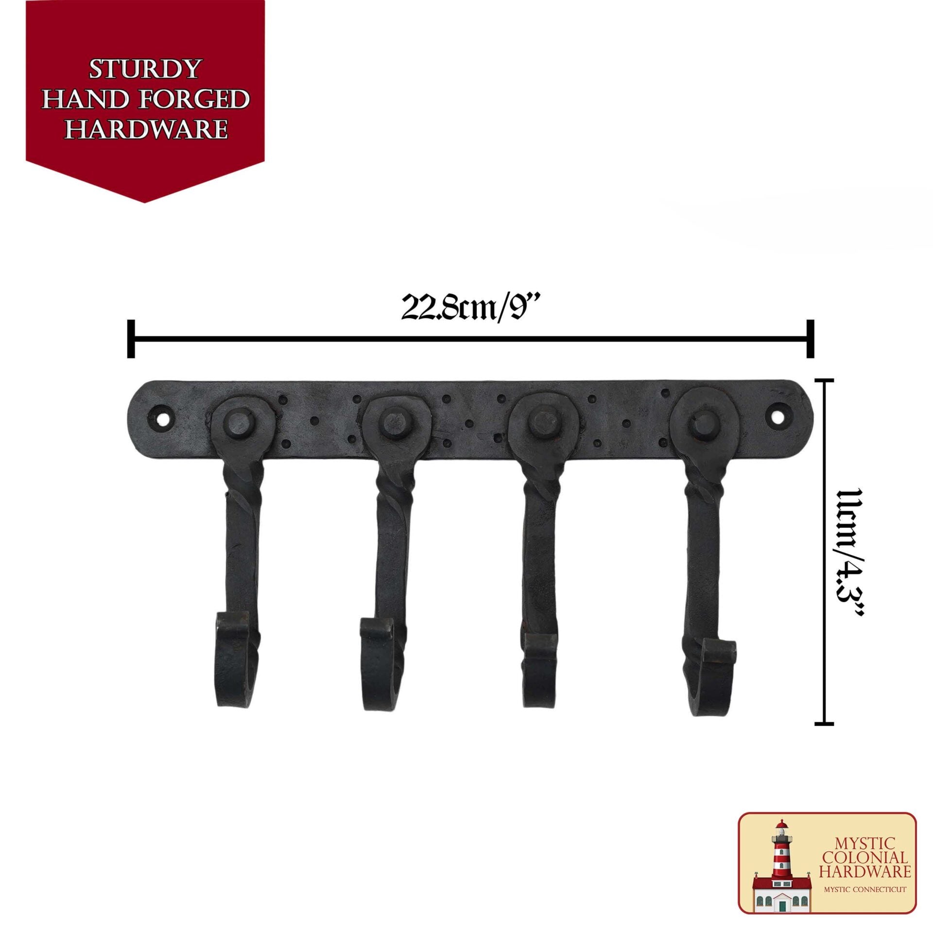 Mystic Colonial Hardware Rústico de Hierro Fundido Ganchos de Pared - Pesado Aceite Ennegrecido Utilidad Estante para Abrigos, Bolsos, Toallas, Batas y Sombreros - Imagen 3