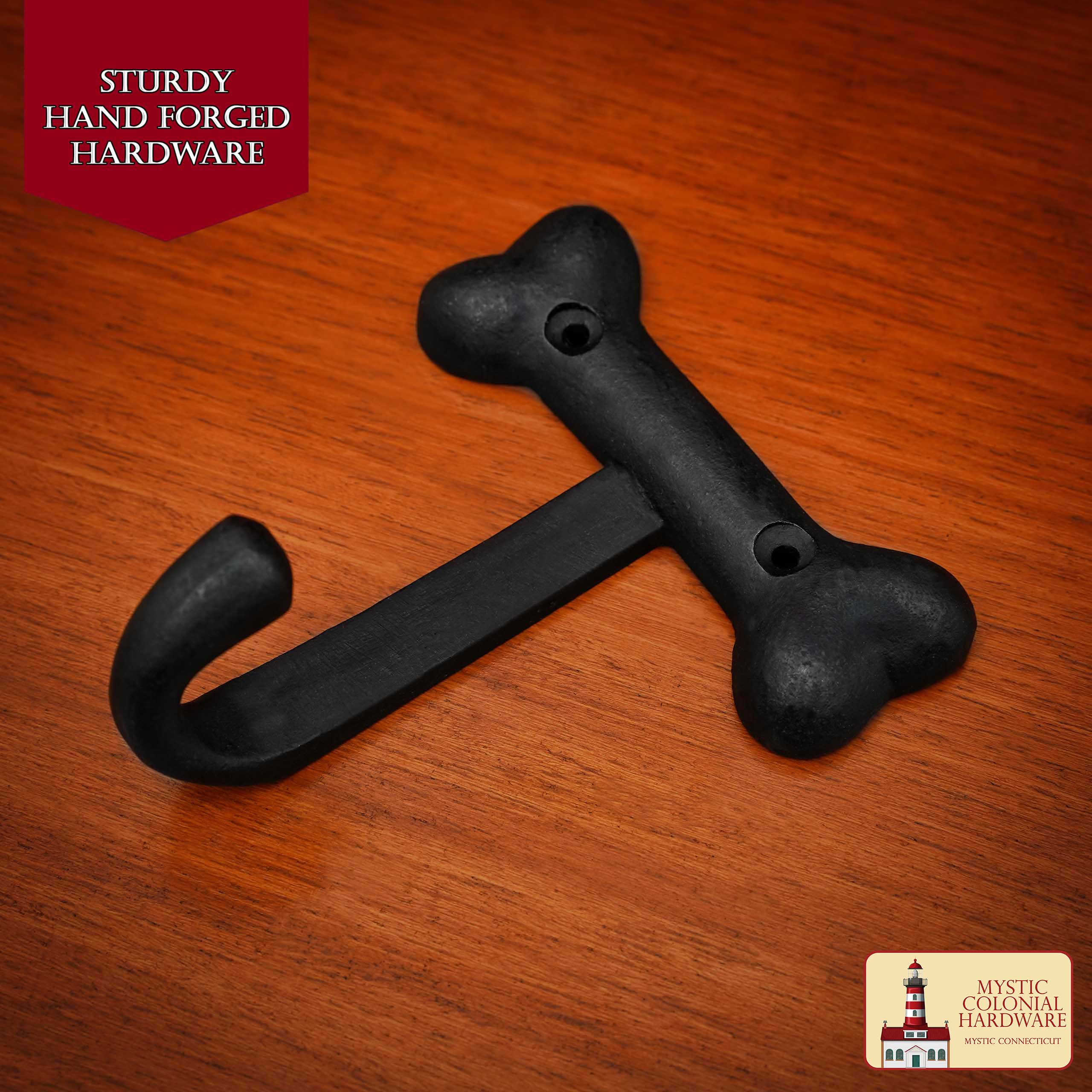 Gancho de Pared Vintage de Hierro Fundido en Forma de Hueso - Acabado Negro Rústico - Imagen 2