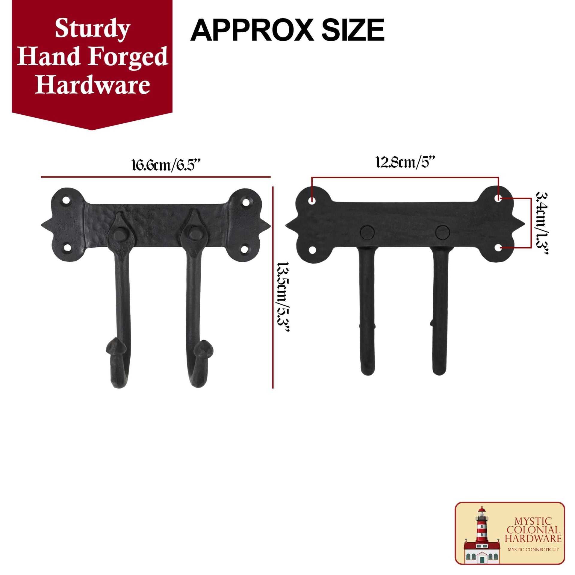 Rústico de Hierro Fundido Ganchos de Pared, Heavy Duty Retro Utilidad Ganchos para Colgar el Abrigo, Bolsa, Toalla, Bata, Sombrero y Más, Acabado: Aceite Ennegrecido - Imagen 3