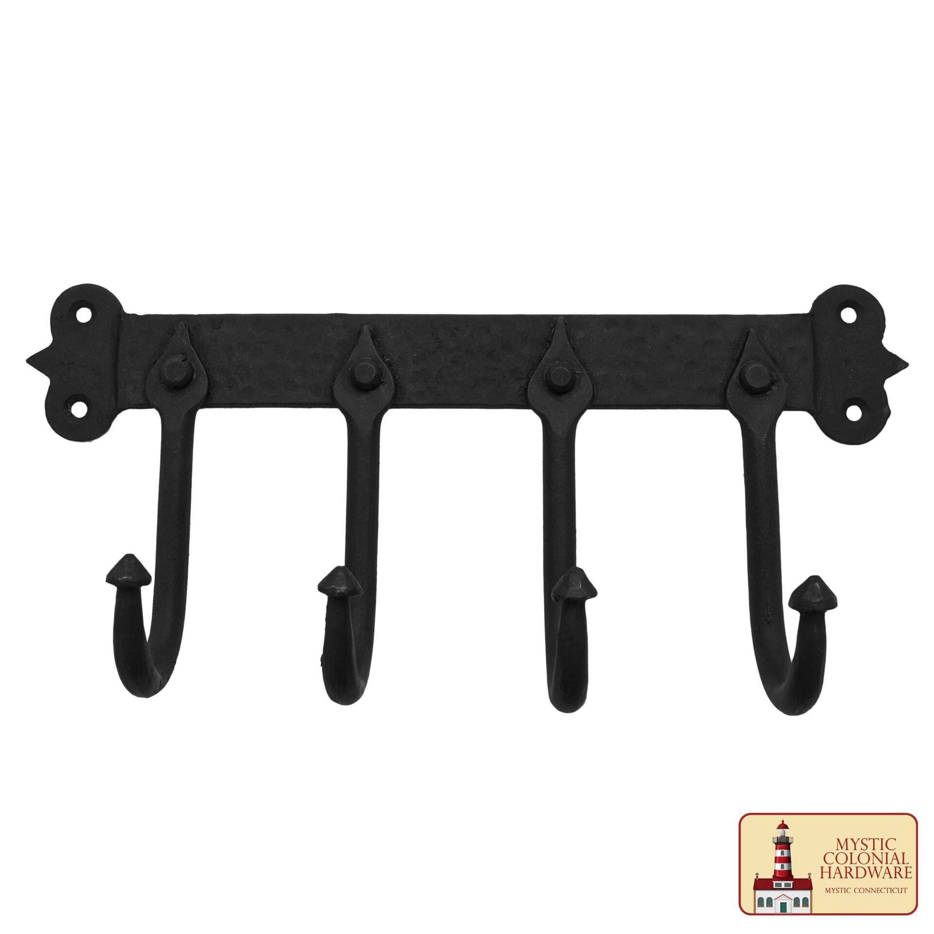 Ganchos de Pared Rústicos de Hierro Fundido, Ganchos Utilitarios Retro Resistentes para Colgar Abrigos, Bolsos, Toallas, Batas, Sombreros y Más, Acabado: Ennegrecido con Aceite - Imagen 4