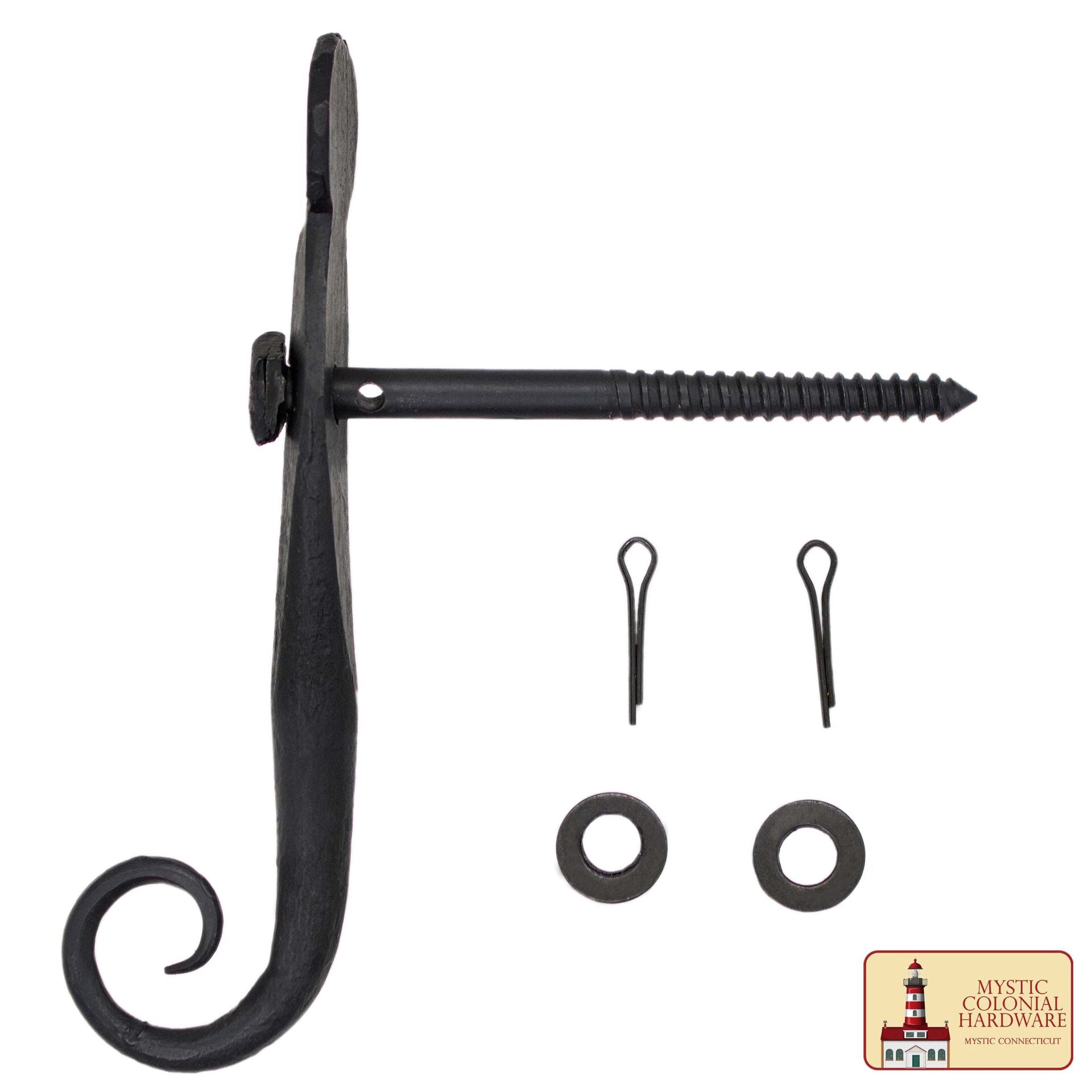 Persiana Negra Perro Cola de Rata Hierro Forjado a Mano Acabado Ennegrecido Al Aceite en Pareja - Imagen 2