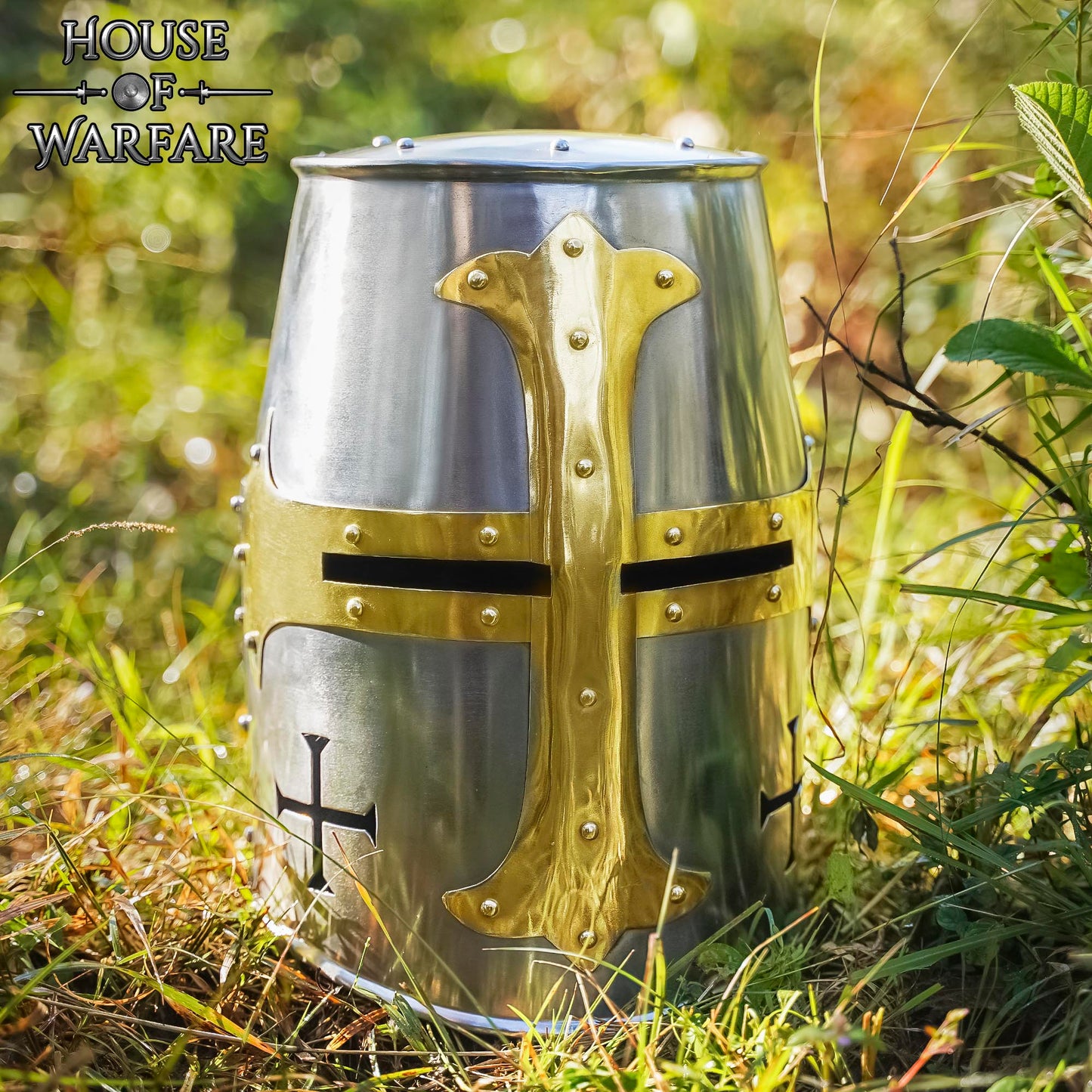 Gran Yelmo de Cruzado con Cruz de Latón Estilo Siglos Xii-xiii - Imagen 6