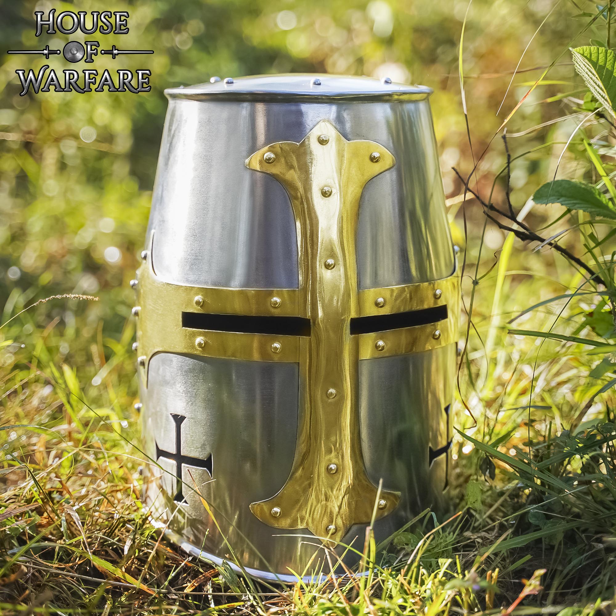 Gran Yelmo de Cruzado con Cruz de Latón Estilo Siglos Xii-xiii - Imagen 6