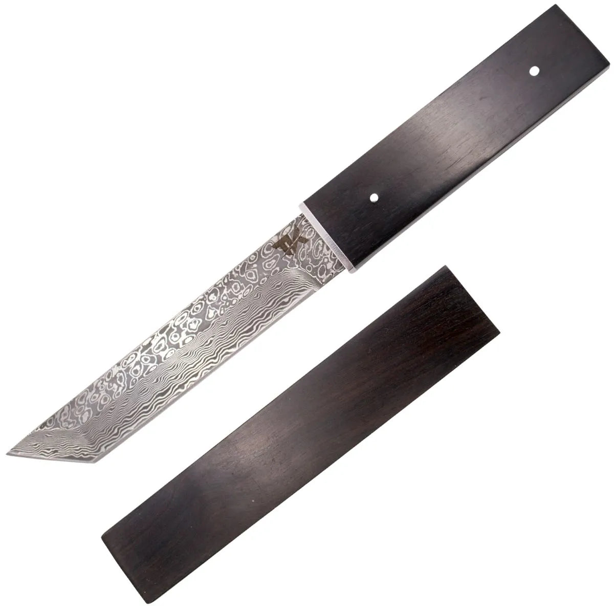 Cuchillo Tanto Ébano Acero Damasco