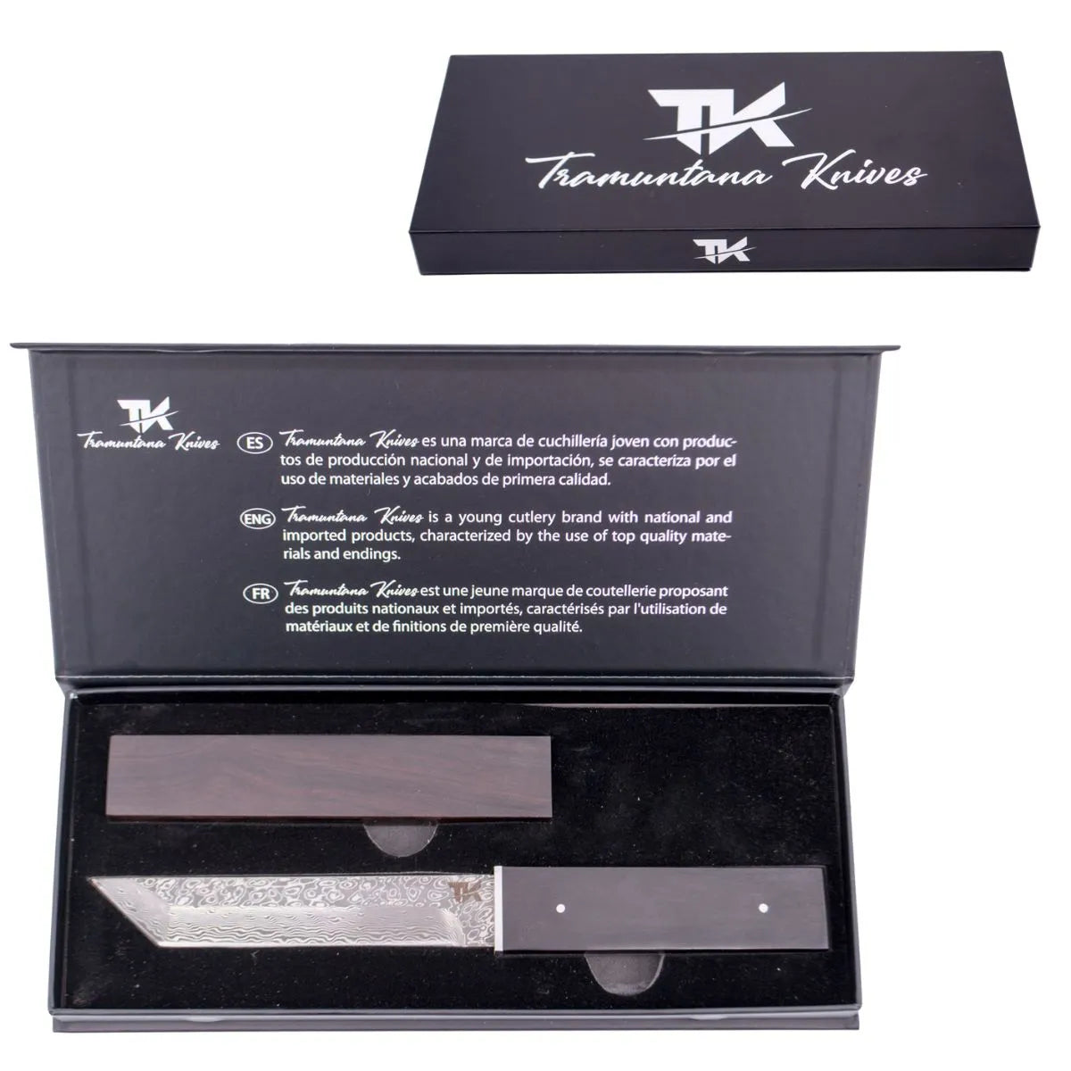 Cuchillo Tanto Ébano Acero Damasco