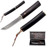Cuchillo Tanto Tramuntana con hoja de Damasco VG10 - ébano