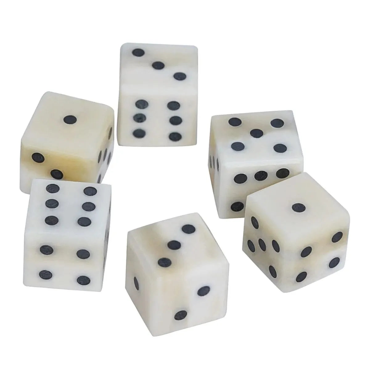 Dados Medievales de Hueso - Juego Artesanal de 6 (hueso de Buey, 1,2 Cm)