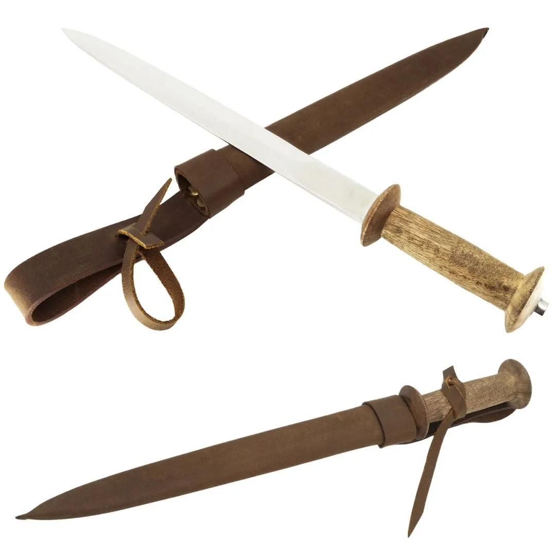 Daga Rondel Artesanal - Empuñadura de Madera y Vaina