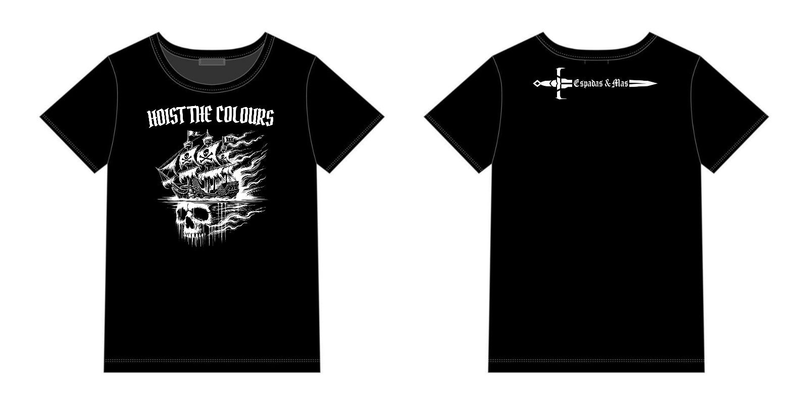 Diseño Camiseta espadas y más hoist the colurs espalda y frontal