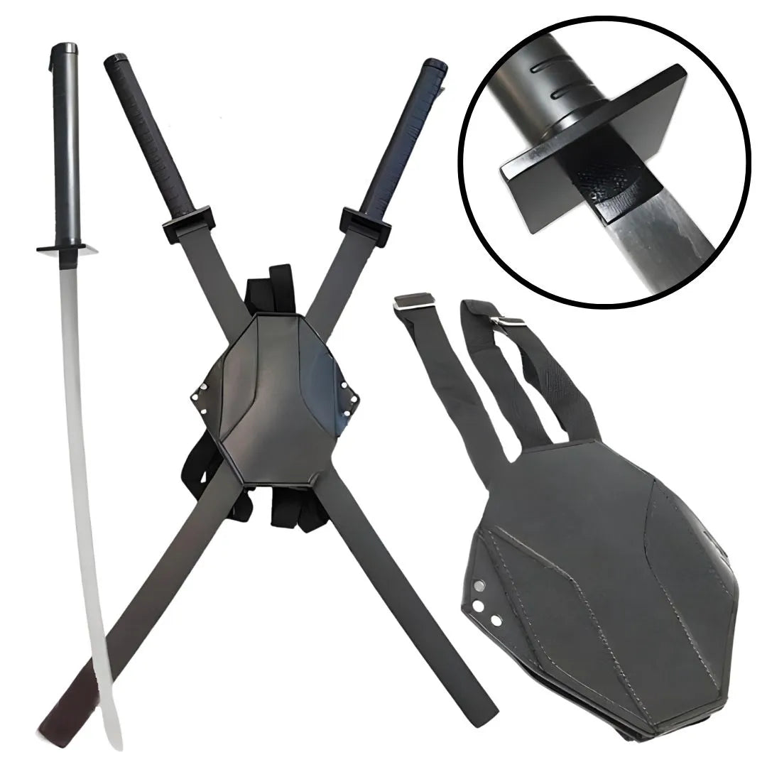 Imagen de Katanas de Deadpool con mochila, cosplay parte de nuestra colección en Espadas y más, sitio oficial.