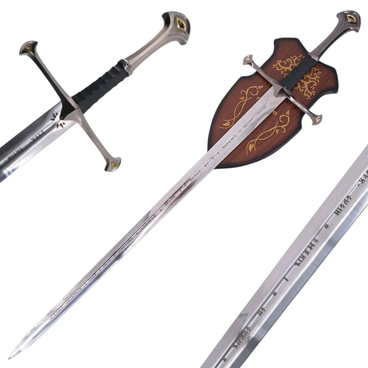 Espada Anduril Con Expositor Y Vaina De Piel El Señor De Los Anillos