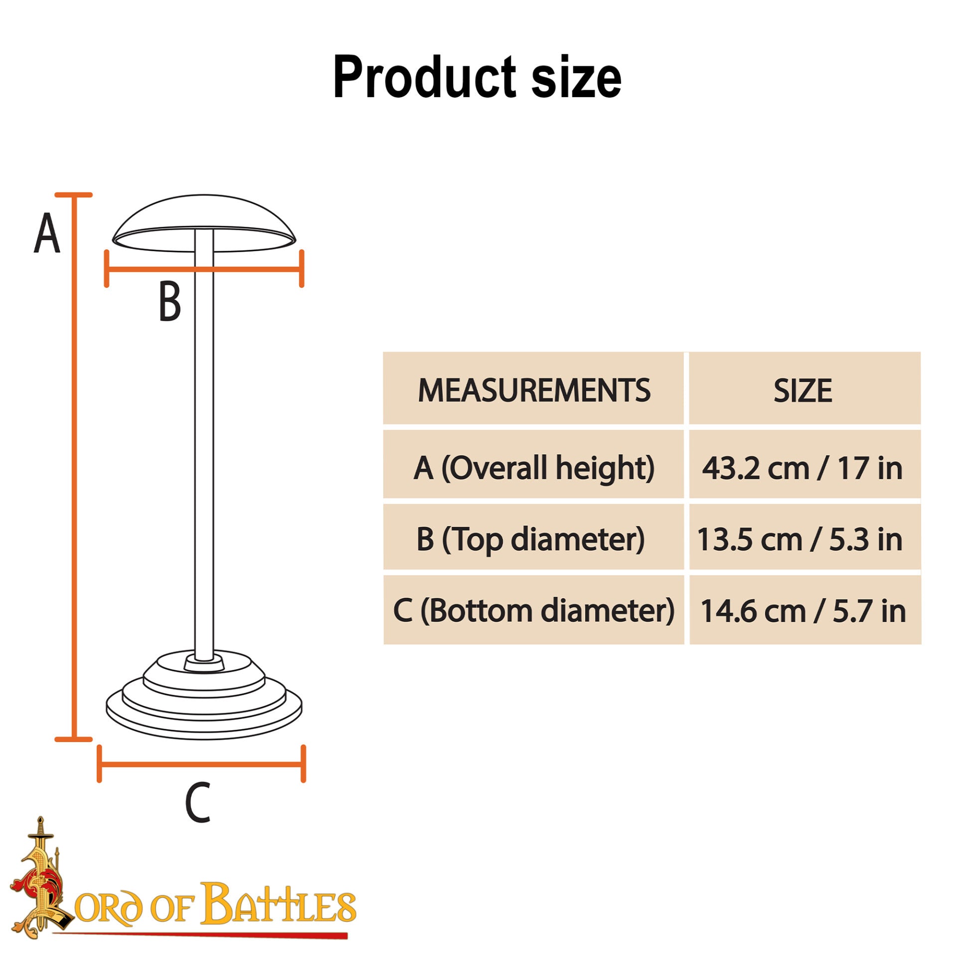 Soporte para Casco de Hierro - 17 Pulgadas Acabado en Negro | Expositor Resistente para Cascos Medievales, Vikingos y de Fantasía - Imagen 3