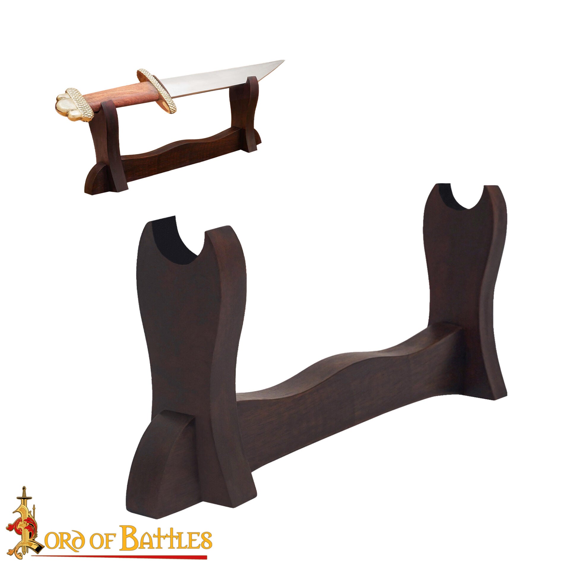 Expositor de Espadas Medievales de Madera de Un Solo Nivel con Fieltro de Terciopelo - Imagen 4