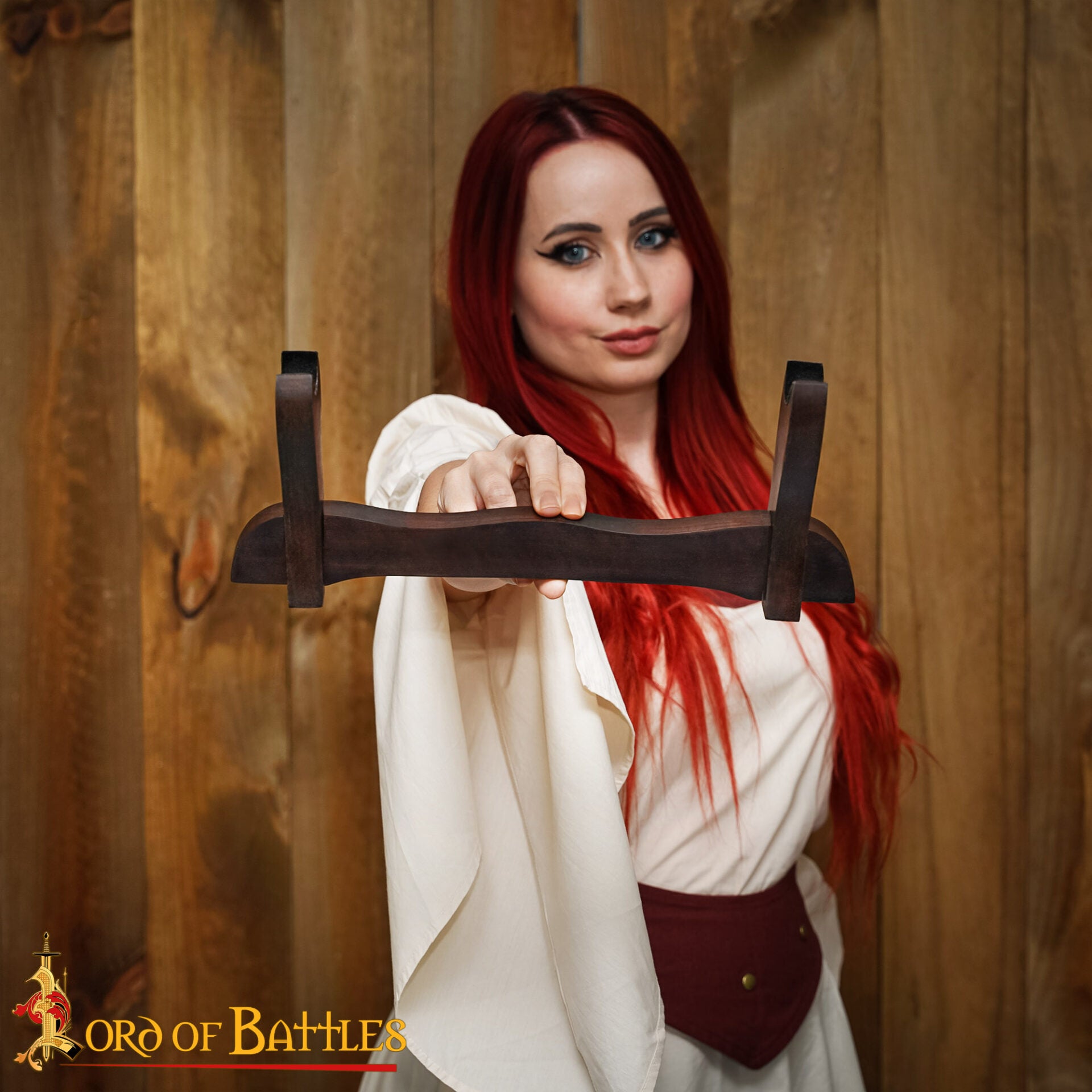 Expositor de Espadas Medievales de Madera de Un Solo Nivel con Fieltro de Terciopelo - Imagen 6