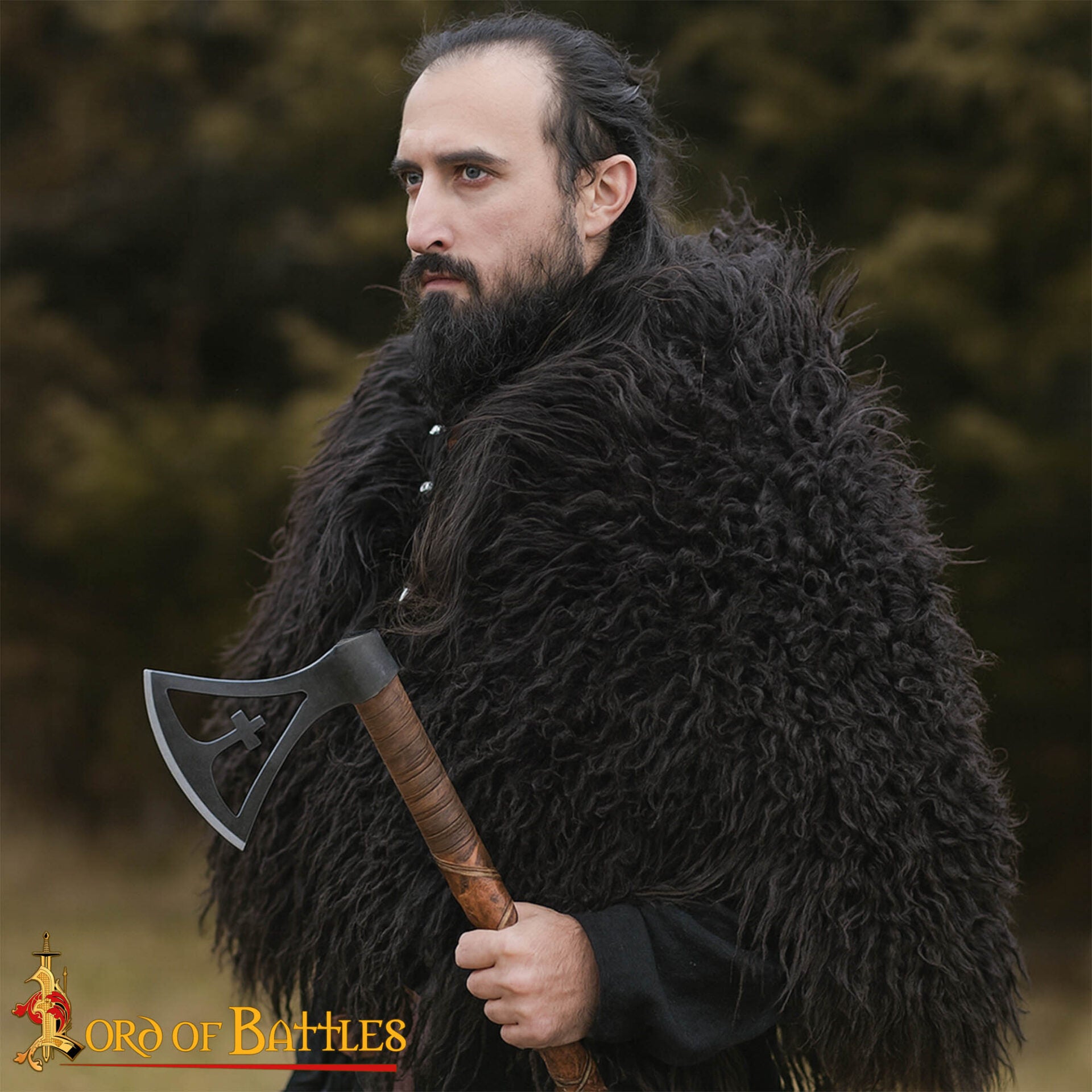 Cabeza de Hacha Vikinga Gotland de Acero Al Carbono Forjada a Mano con Motivo de Cruz - Imagen 2