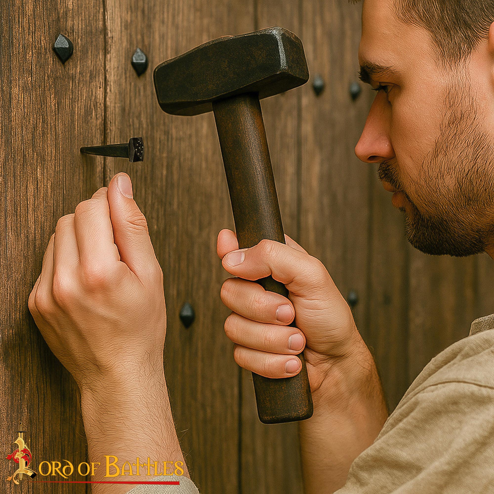 Clavos de Hierro Forjados a Mano, Juego de 10 Accesorios Rústicos con Acabado de Herrería Totalmente Funcionales - Imagen 2