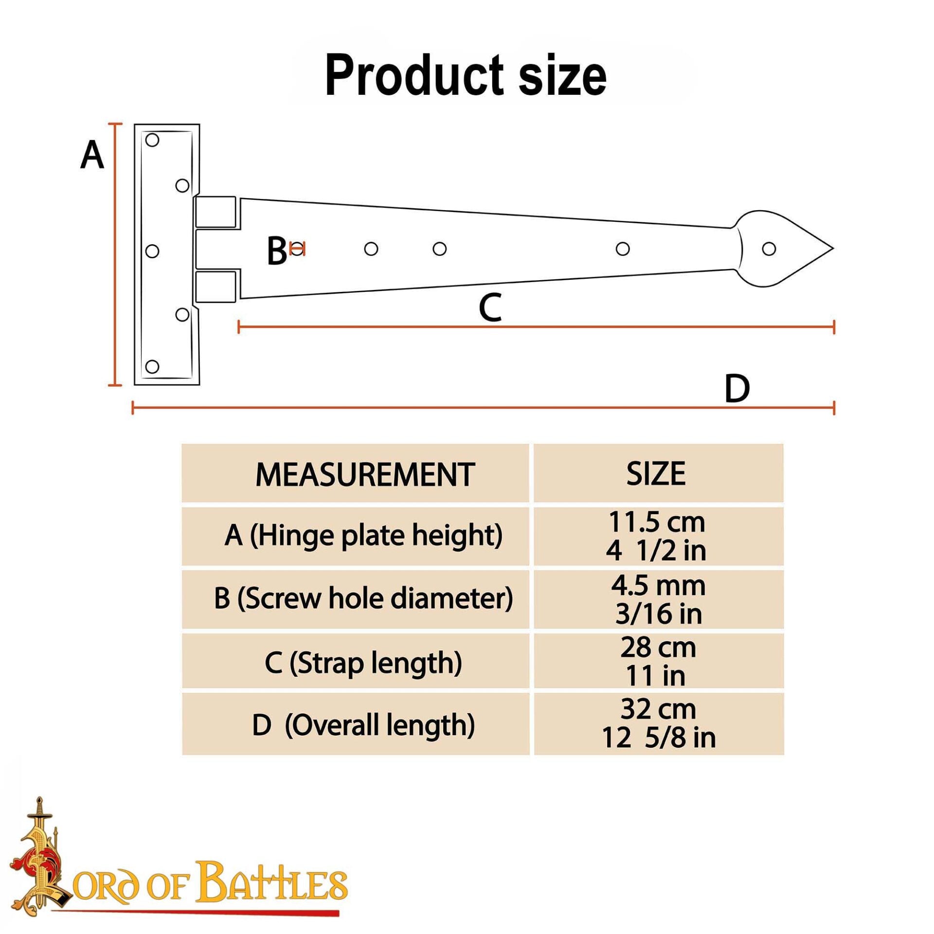 Bisagra de Puerta Rústica de Hierro Forjado a Mano - Bisagra de Correa Resistente para Puertas, Armarios y Cofres - Imagen 3