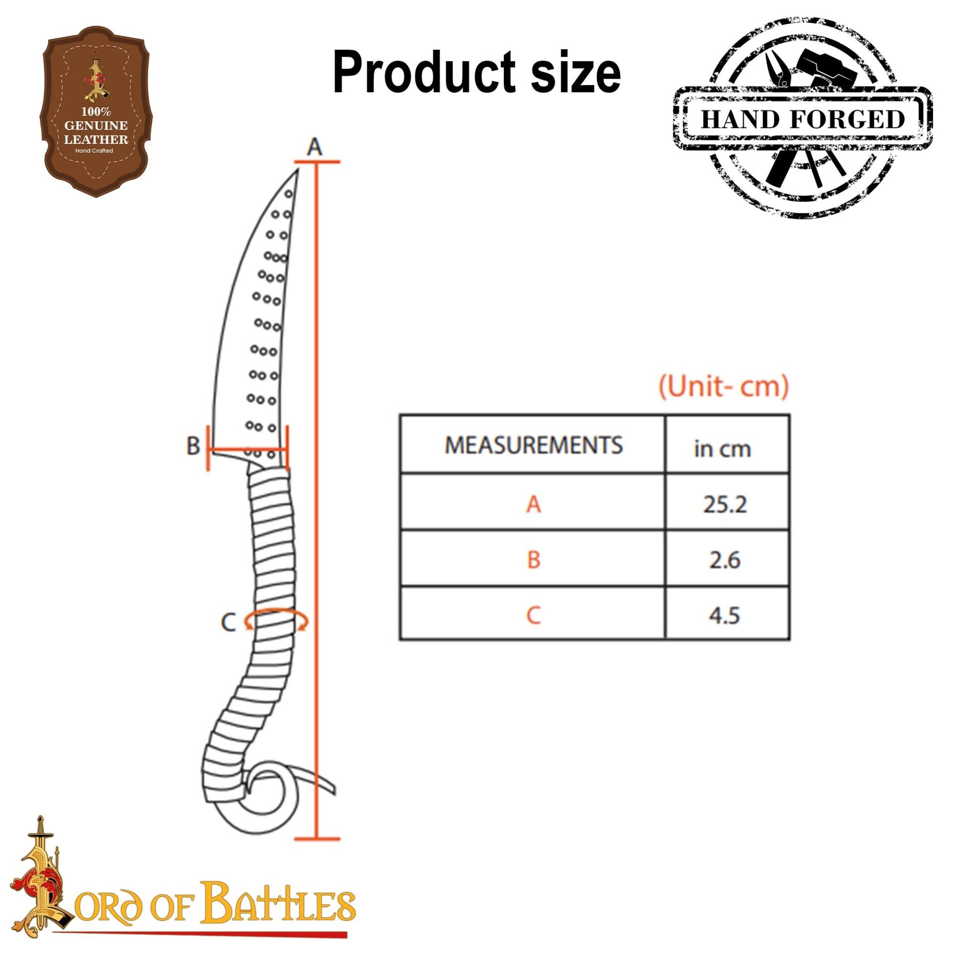 Cuchillo Forjado a Mano con Mango de Cuero y Punta de Marquetería - Imagen 3