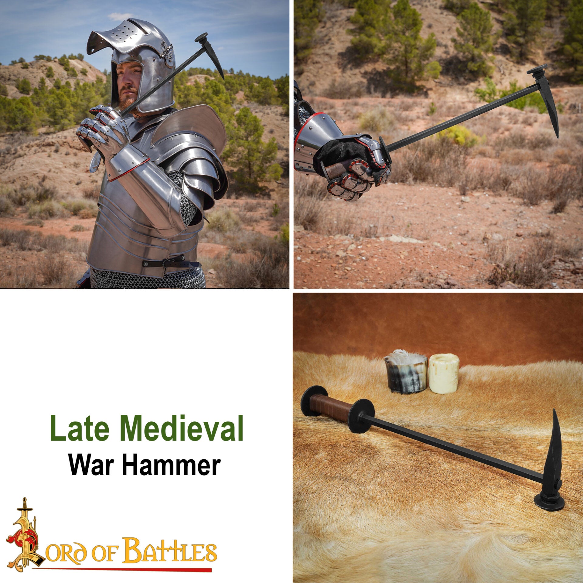 Martillo de Guerra Medieval de Pico de Cuervo Forjado a Mano - Imagen 8