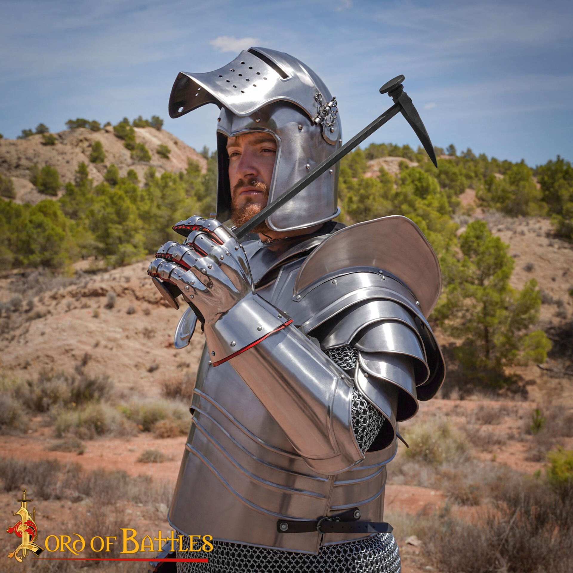 Martillo de Guerra Medieval de Pico de Cuervo Forjado a Mano - Imagen 1