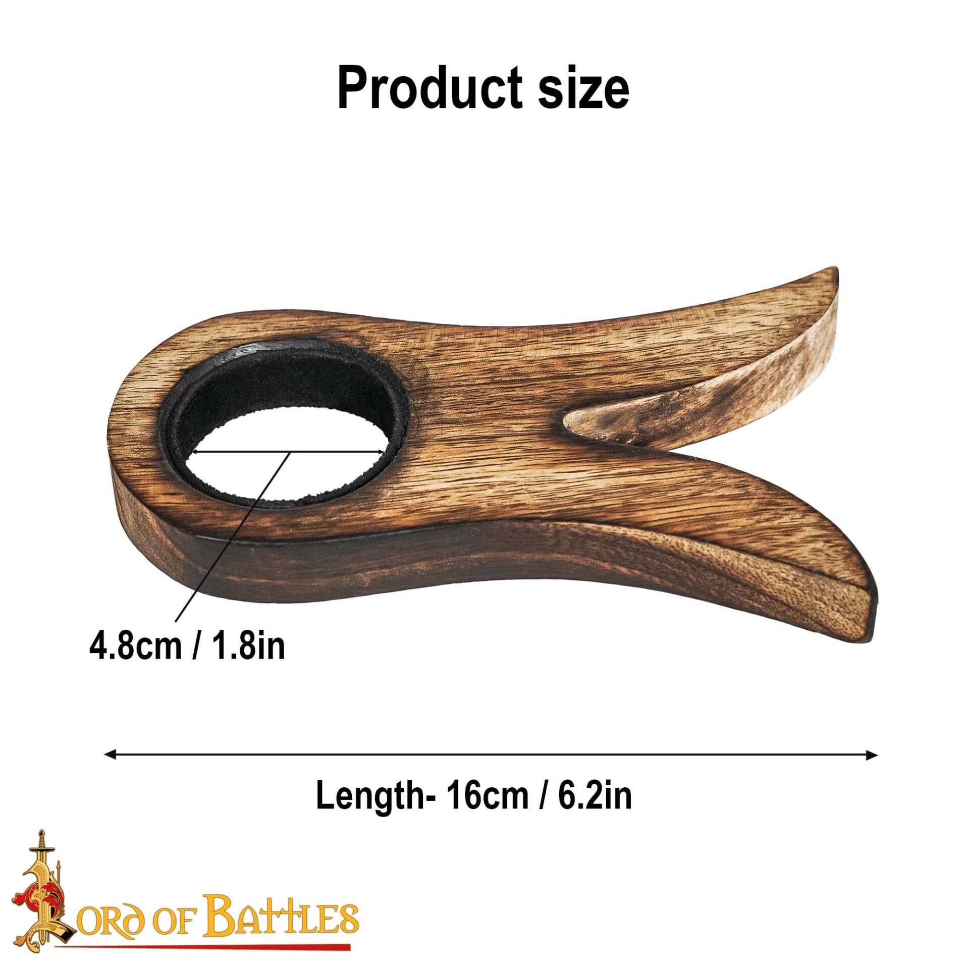 Soporte de Madera Artesanal para Cuerno de Vikingo con Forro de Ante - Expositor Rústico - Imagen 3