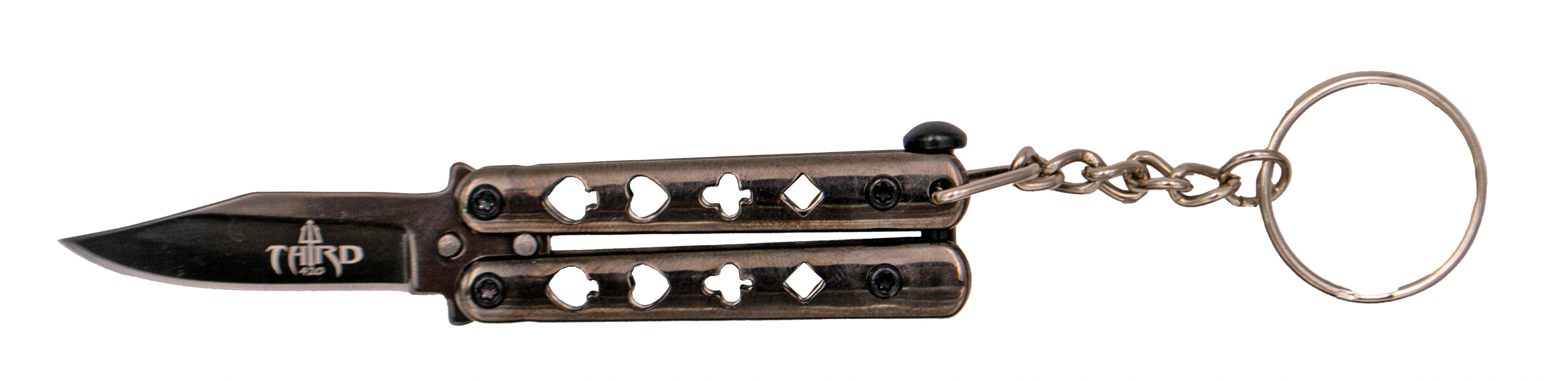 Imagen de Navaja LLavero de Mariposa - Punta Drop Point - Variedad de Acabados parte de nuestra colección en Espadas y más, sitio oficial.