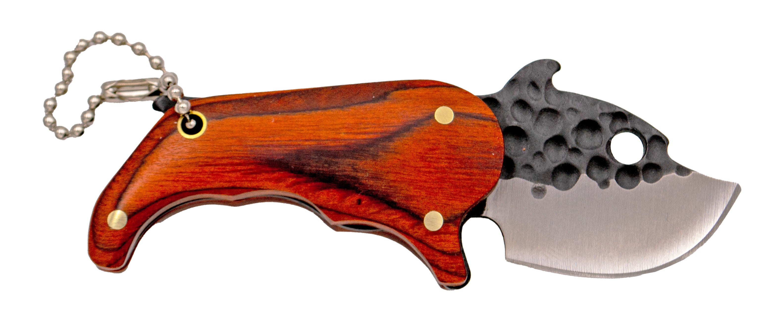 Terceira faca K2481 em aço 420 e cabo de madeira Pakka com bainha