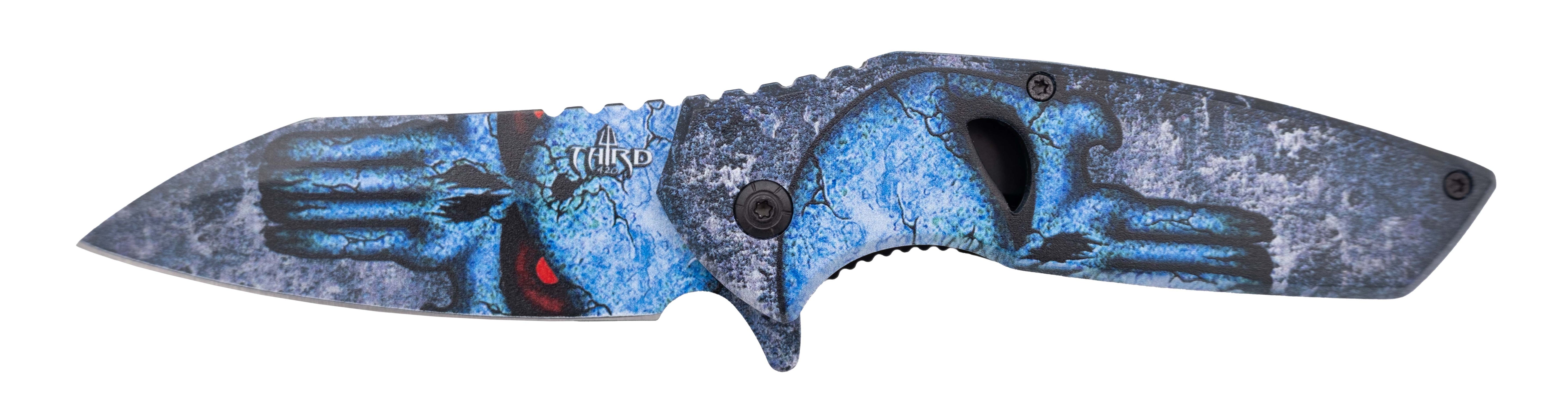 Navaja Táctica Third Asistida Calavera Azul