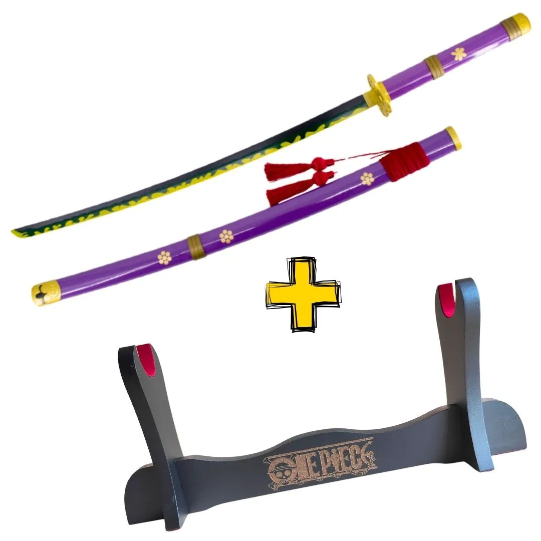 Imagen de Katana Enma de Zoro de one piece morada versión decorativa parte de nuestra colección en Espadas y más, sitio oficial.