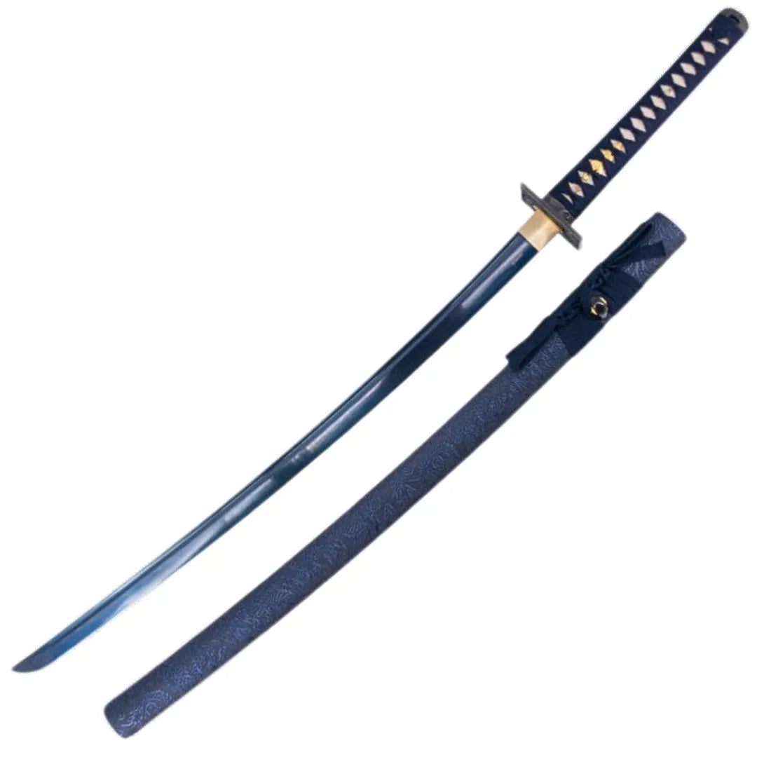 Katana Funcional Afilada - Acero de Damasco Azul