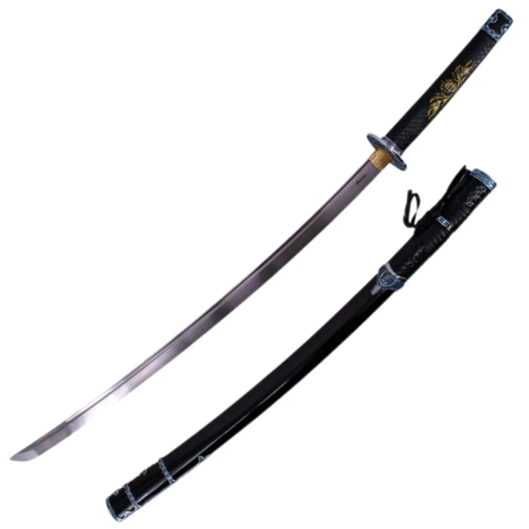 Imagen de Katana Funcional Decorada Negra parte de nuestra colección en Espadas y más, sitio oficial.