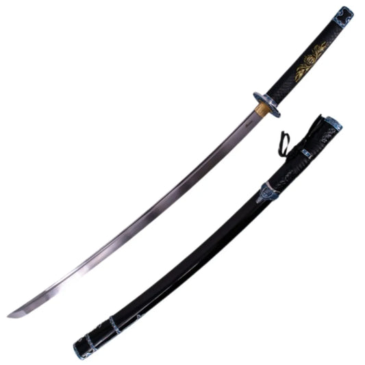 Imagen de Katana Funcional Decorada Negra parte de nuestra colección en Espadas y más, sitio oficial.