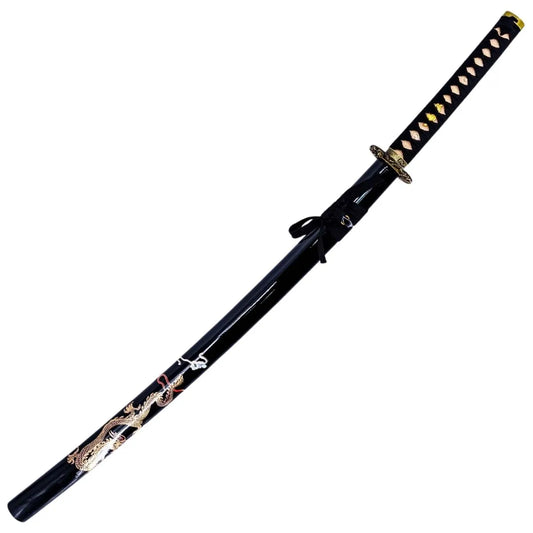 Katana Funcional de Acero al Carbono con Dragón Dorado