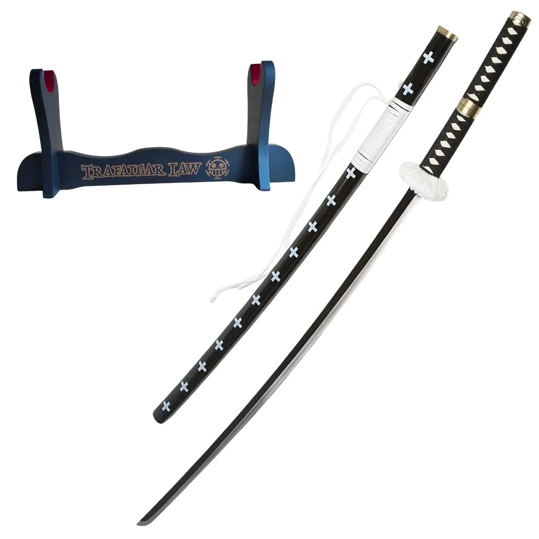 Katana Trafalgar Law lâmina preta afiada funcional 135 cm 40302