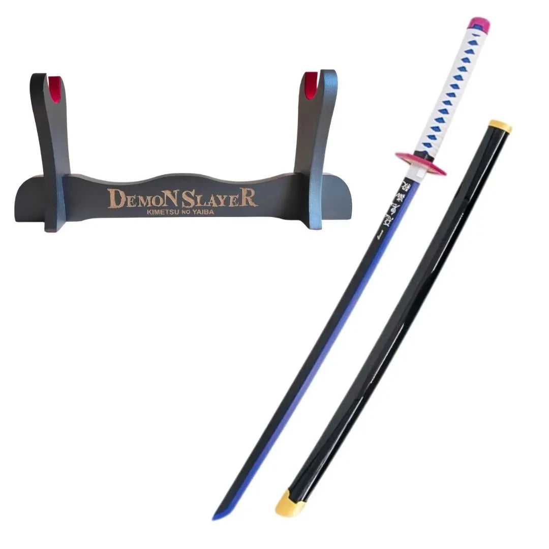 Katana de Giyuu Tomioka Kimetsu no Yaiba de Bambú con luces Led