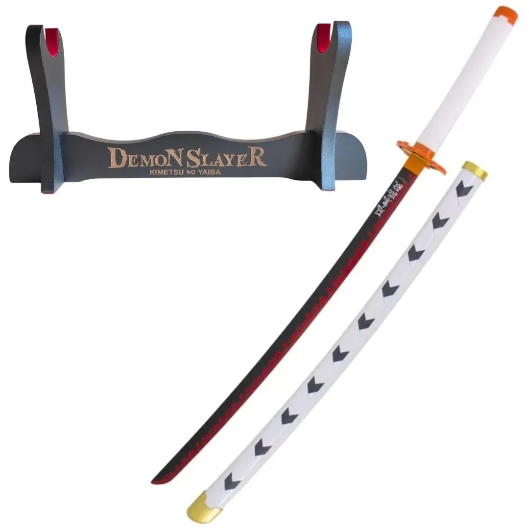 Katana de Rengoku con hoja de madera de bambú Demon Slayer Kimetsu no Yaiba