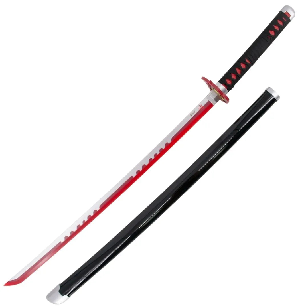 Katana de Tanjiro de Kimetsu no Yaiba de bambú con luces Led