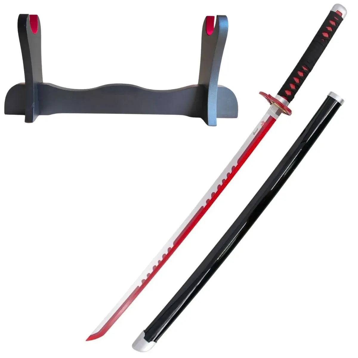 Katana de Tanjiro de Kimetsu no Yaiba de bambú con luces Led