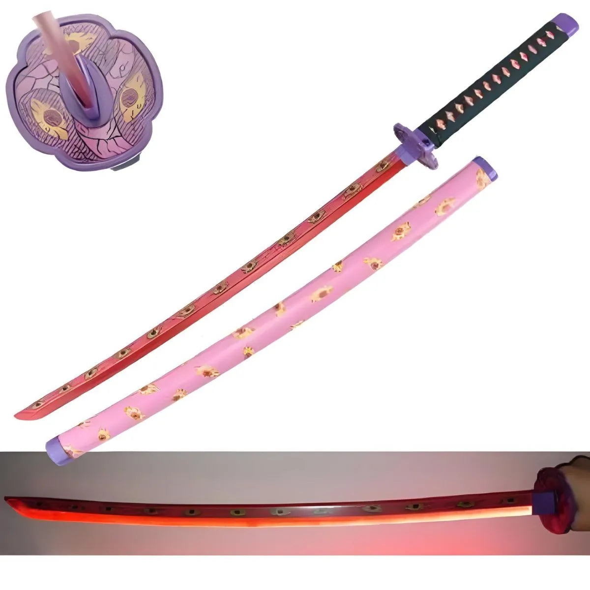 Katana de Tsugikuni Michikatsu Kokushibo con luces Led y hoja de acero