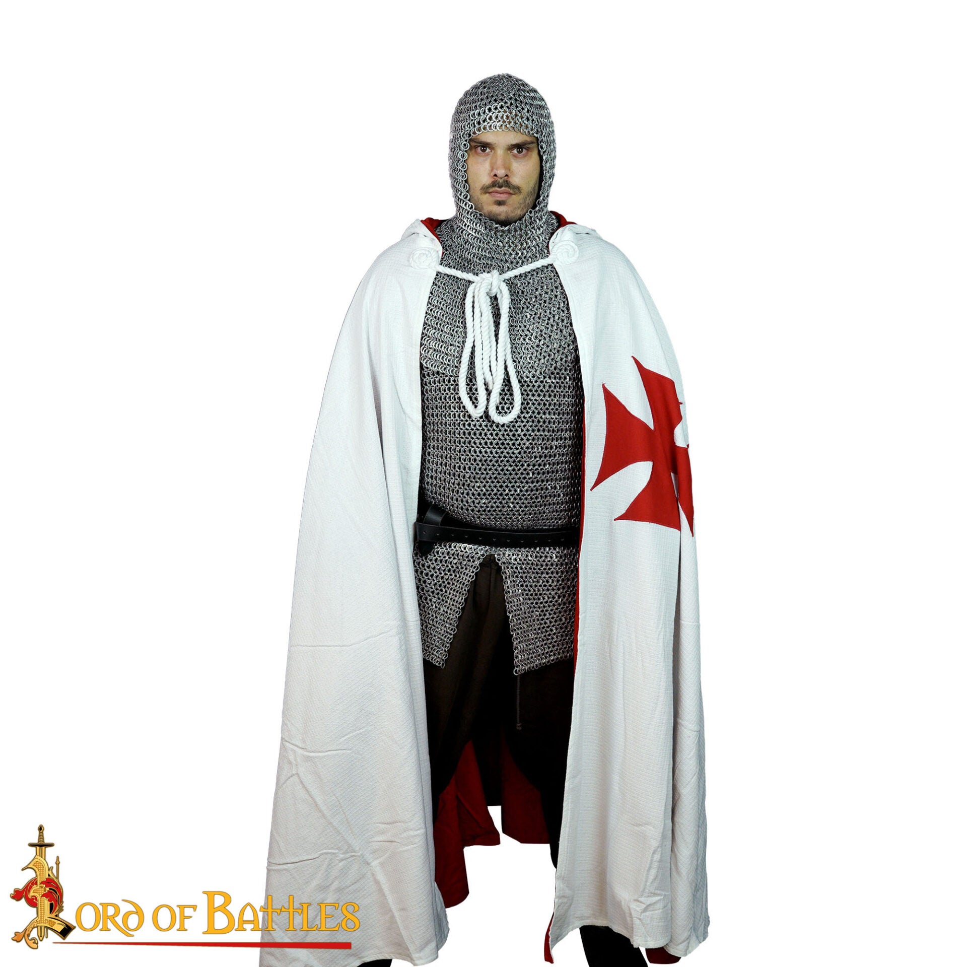 Capa Cruzada Medieval con Capucha - Algodón Crudo | Tela de Lienzo - Imagen 4