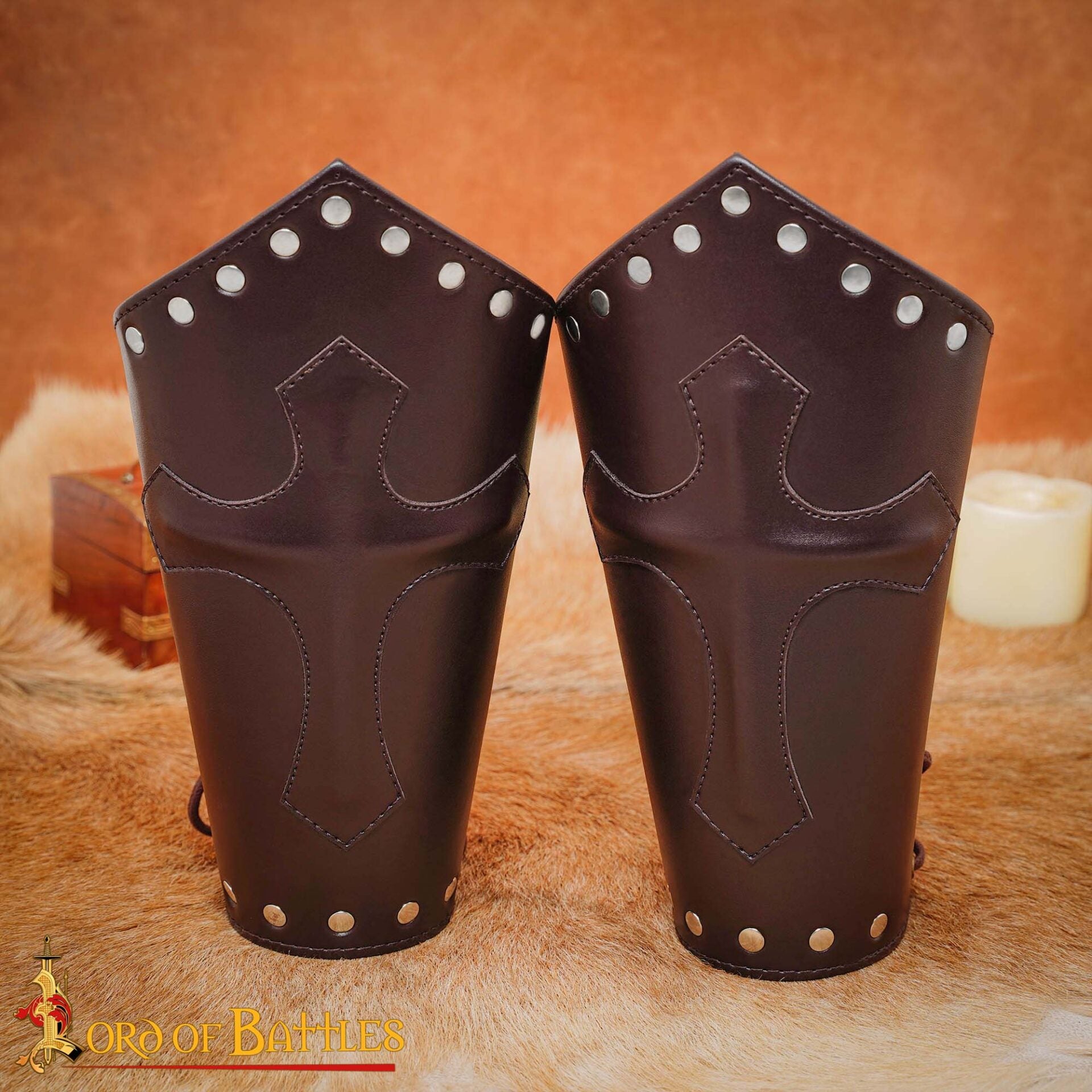 Brazales Cruzados Medievales de Cuero - Guardabrazos para Larp y Ferias Renacentistas - Imagen 6