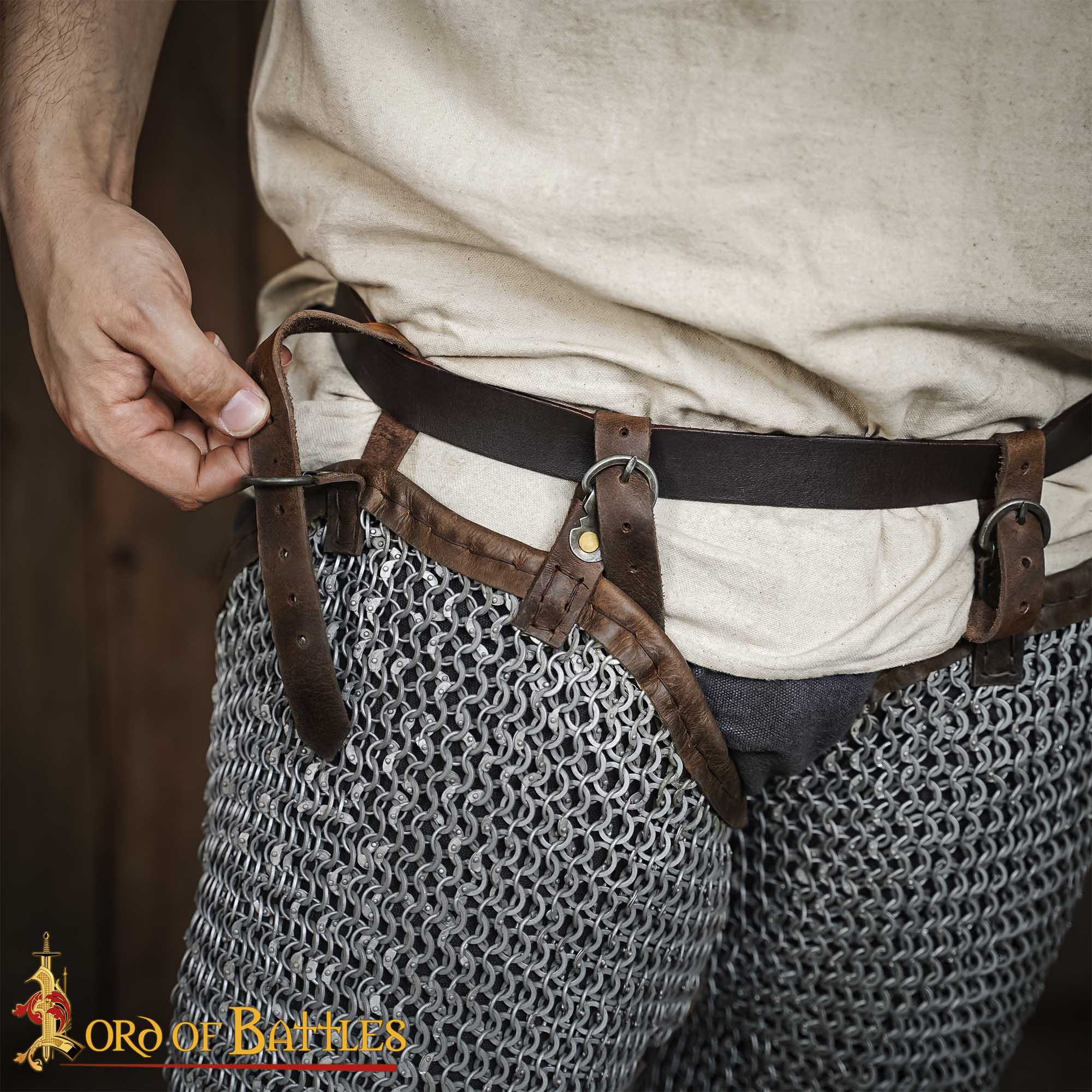 Mallas de Cota de Malla / Chausses - 9mm Remachado Anillos Planos con Alternancia de Anillos Sólidos de Calibre 17 de Acero Suave Acabado Natural Armadura Medieval para Larp y Disfraces - Imagen 14