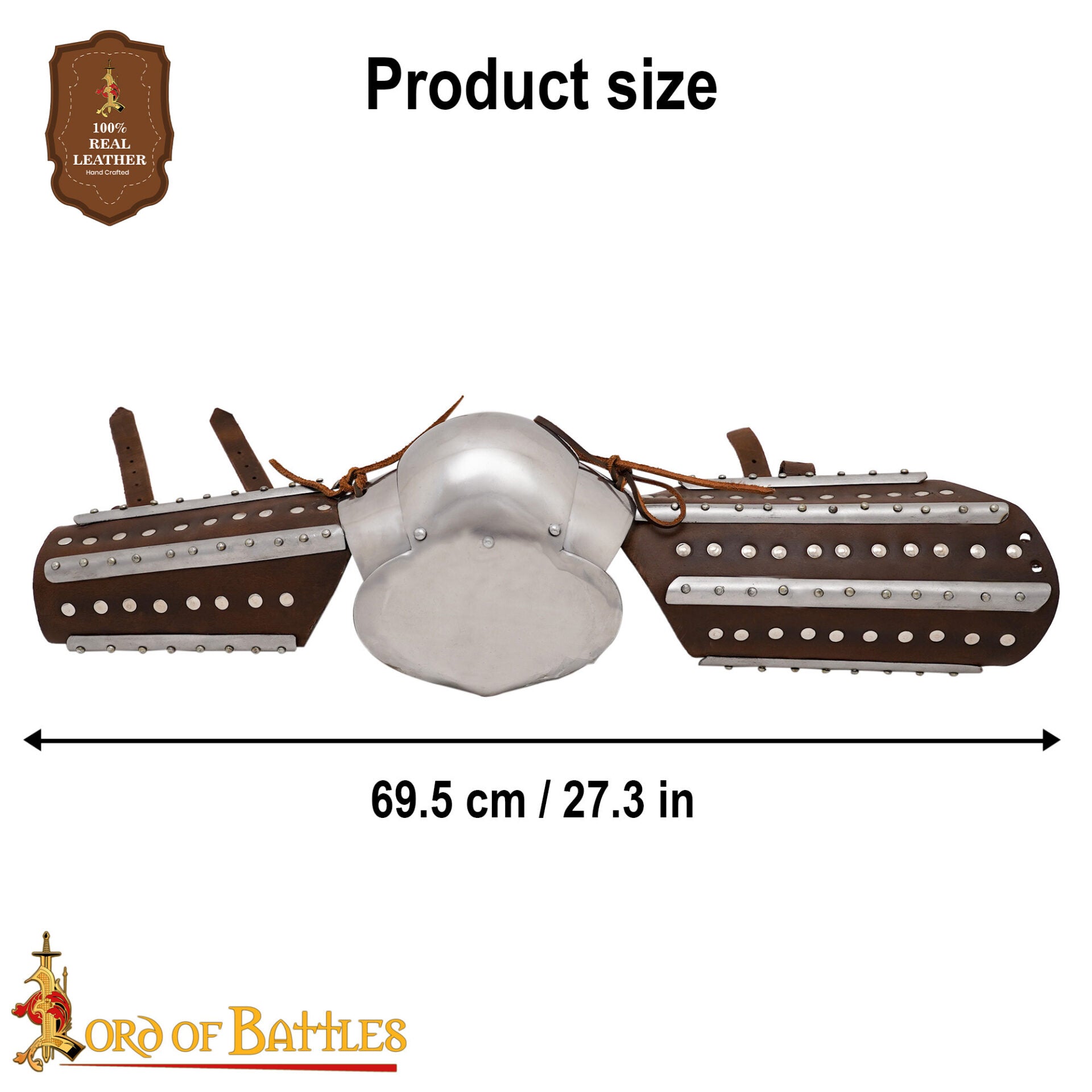 Armadura Medieval Entablillada - Acero Pulido Calibre 16 y Cuero - Ajuste Universal - Imagen 3