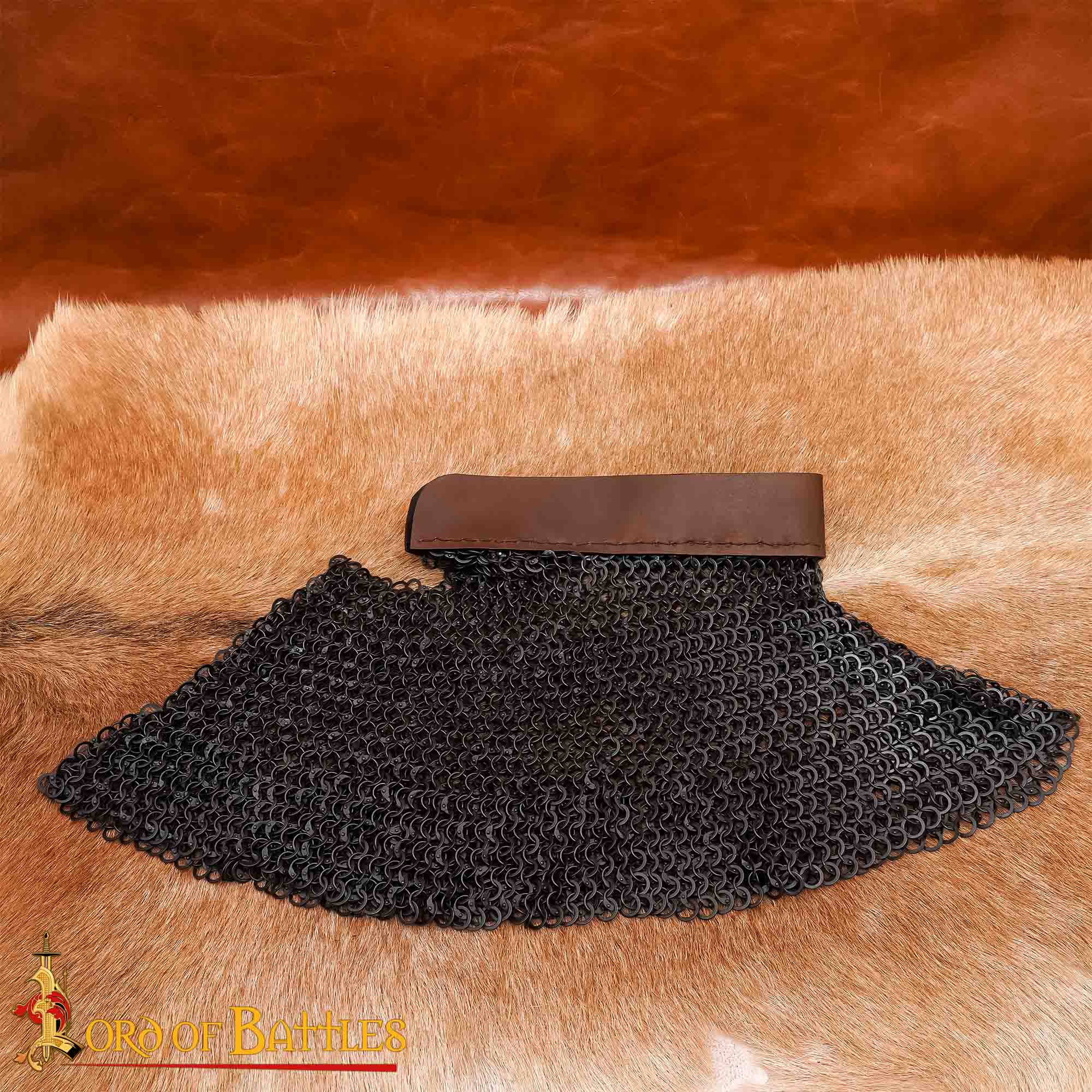 Cota de Malla Medieval Aventail - Anillo Redondo Remachado con Cúpula de 9 Mm con Anillos Sólidos Planos Alternos - Acero Dulce de Calibre 17 - Ideal para Larp, Cosplay y Disfraces de Cine - Imagen 2