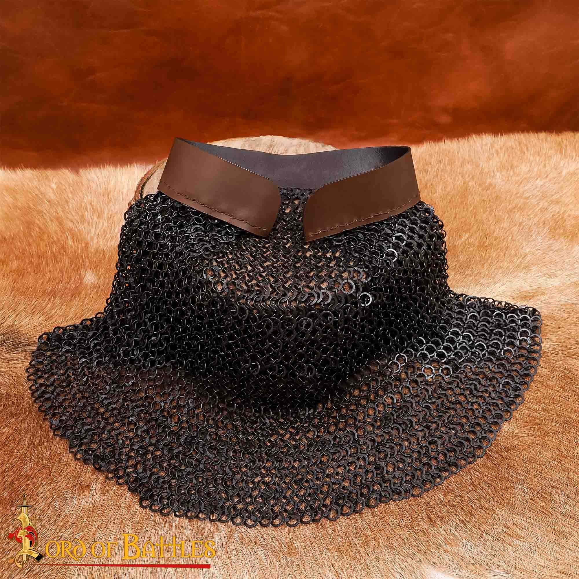 Cota de Malla Medieval Aventail - Anillo Redondo Remachado con Cúpula de 9 Mm con Anillos Sólidos Planos Alternos - Acero Dulce de Calibre 17 - Ideal para Larp, Cosplay y Disfraces de Cine - Imagen 5