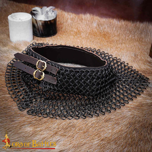 Gorget de Cota de Malla / Estándar - 10mm Butted Round Ring - 16 Gauge, Mild Steel - Ideal For Stage Combat & Reenactments - Imagen 2