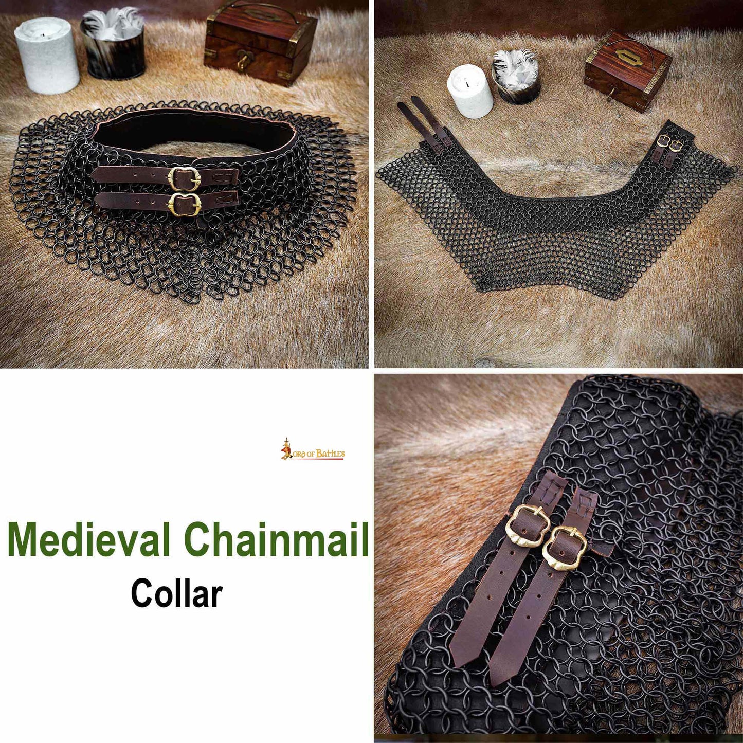 Gorget de Cota de Malla / Estándar - 10mm Butted Round Ring - 16 Gauge, Mild Steel - Ideal For Stage Combat & Reenactments - Imagen 7