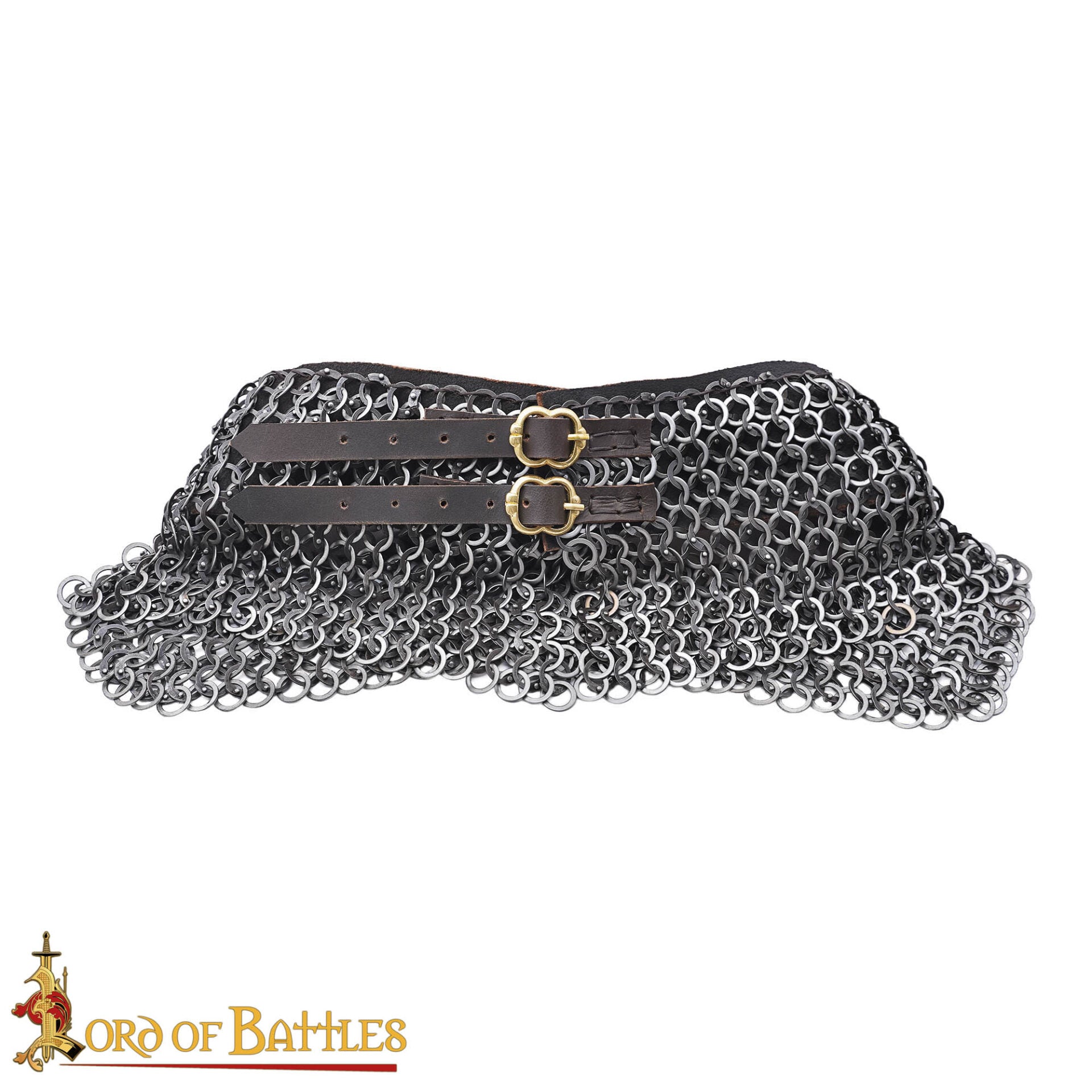 Gorget de Cota de Malla / Estándar - Anillo Plano Remachado de 9 Mm con Anillos Sólidos Planos Alternos, Acero Inoxidable de Calibre 18 - Ideal para Combate en Escenarios y Recreaciones - Imagen 4