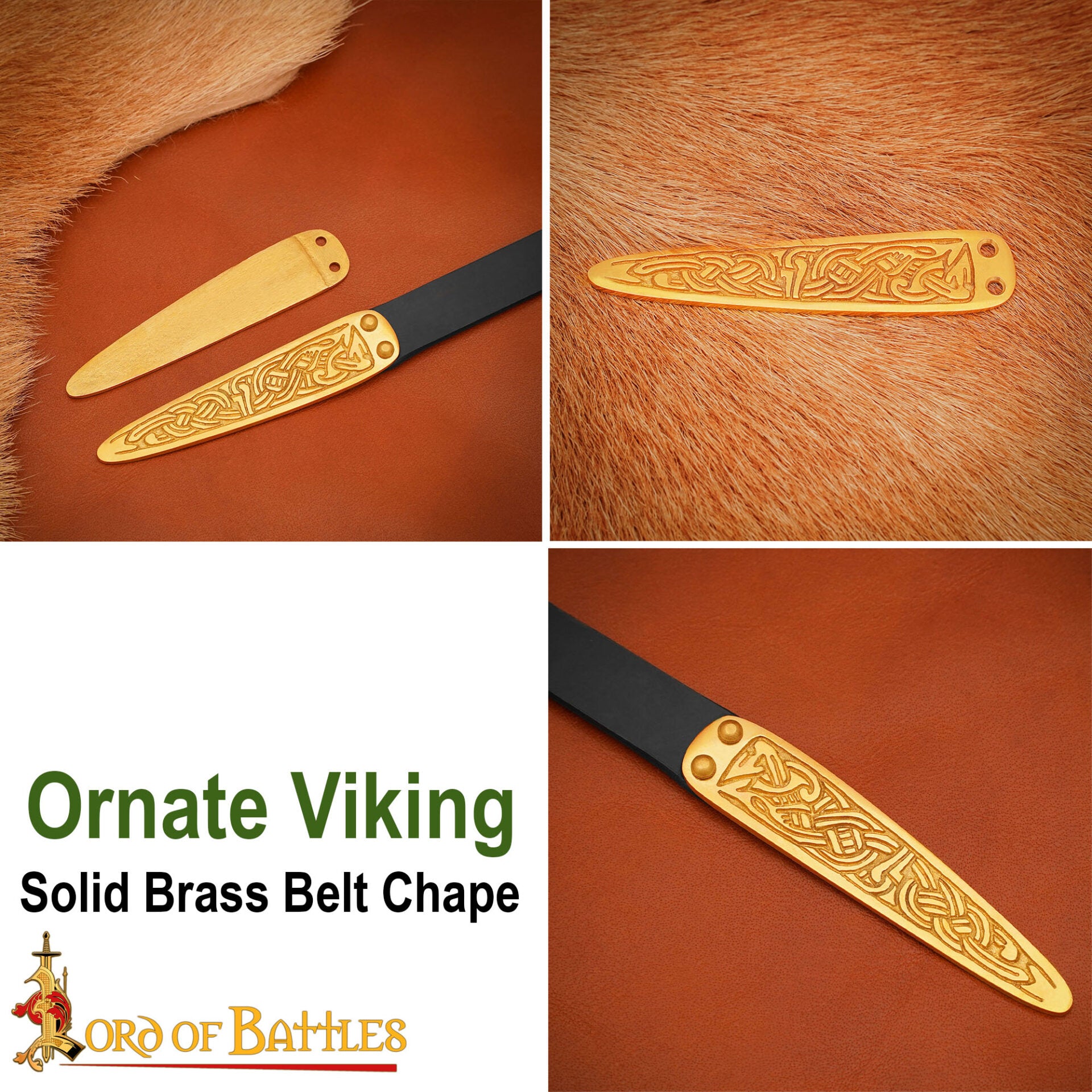 Cinturón de Latón Macizo con Nudos Celtas Chape Accesorio Funcional para Ropa - Imagen 8